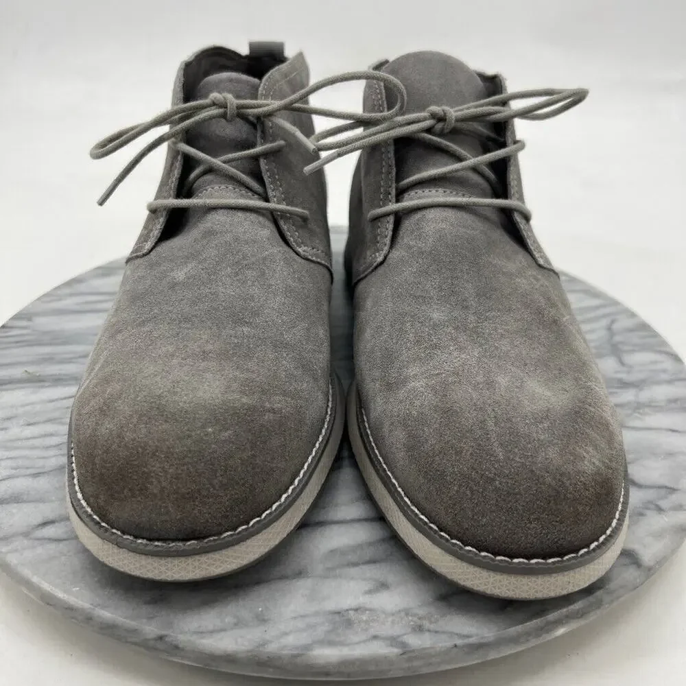 Johnnie O Mens 10‎ Boots Grey Suede The Chill Chukka 2.0 Shoes Lace Up Ankle